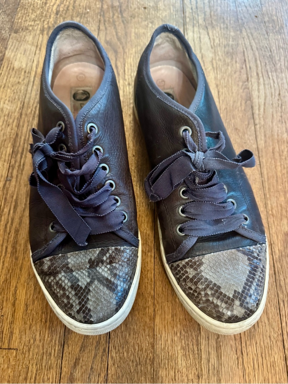 Lanvin Purple w/ Gray Snakeskin Sneakers - 41